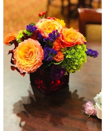 Burst of Fall Cube Bouquet Flower Arrangement