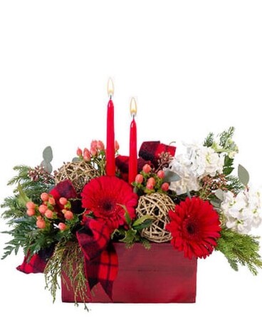 COZY & COMFY CANDLE CENTERPIECE Flower Arrangement