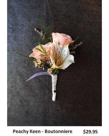 Peachy Keen Boutonniere Flower Arrangement