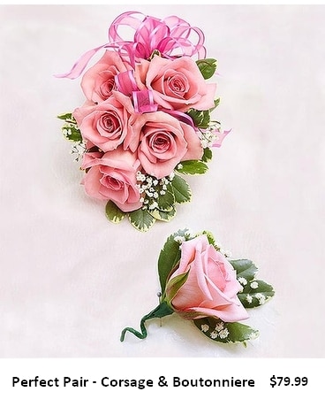 Perfect Pair Corsage and Boutonniere Flower Arrangement