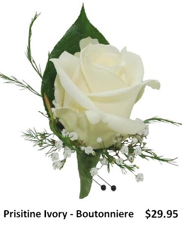 Pristine Ivory Boutonniere Flower Arrangement