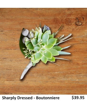 Sharply Dressed Boutonniere Flower Arrangement