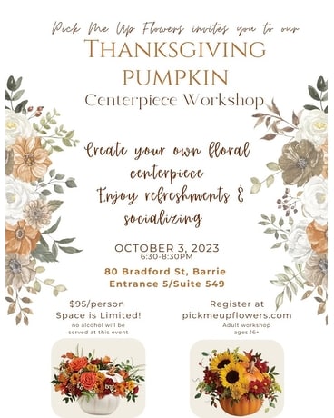 Thanksgiving Pumpkin Centerpiece Workshop Flower Arrangement
