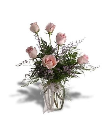 Half Dozen Pink Roses Flower Arrangement