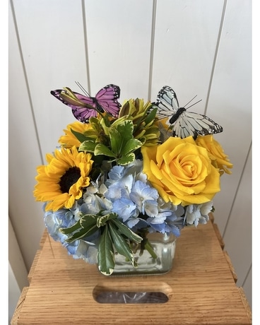 Butterflies and Sunflowers Flower Arrangement