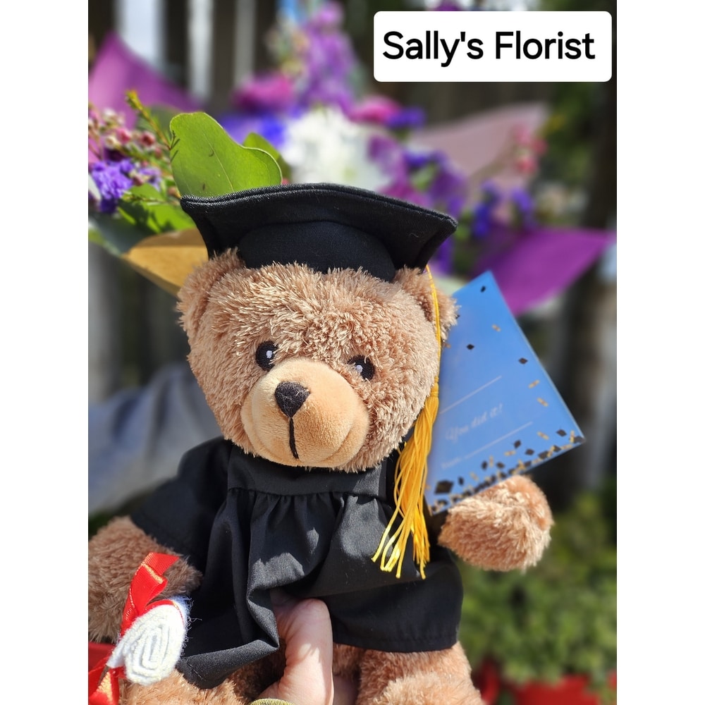 Sally's Grad - Purple Tone Bouquet with Teddy in Burnaby BC