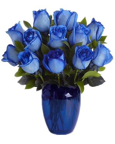 Dozen Blue Roses Flower Arrangement
