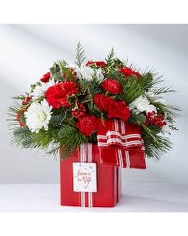 Christmas Gift Box Flower Arrangement