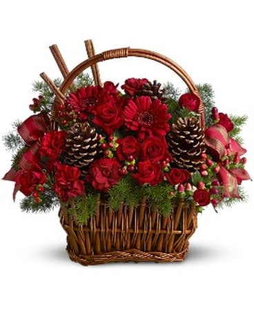 Holiday Spice Basket Flower Arrangement