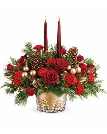Teleflora's Festive Glow Centerpiece Flower Arrangement