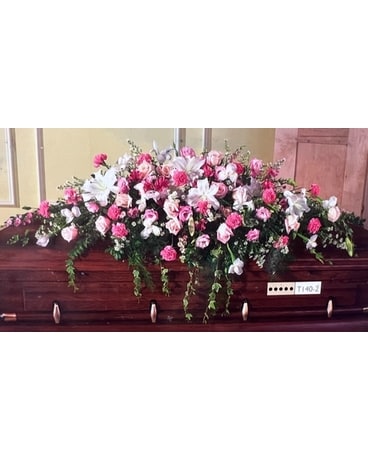 Classic Collection: Pink Spring Casket Tribute Funeral Casket Spray Flowers