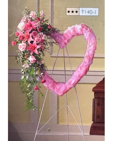 Classic Collection: Pink Garden Heart Bouquet Funeral Arrangement
