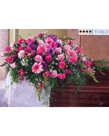 Classic Collection: Pink Summer Casket Tribute Funeral Casket Spray Flowers