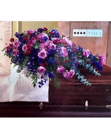 Classic Collection: Deep Purple Casket Tribute Funeral Casket Spray Flowers
