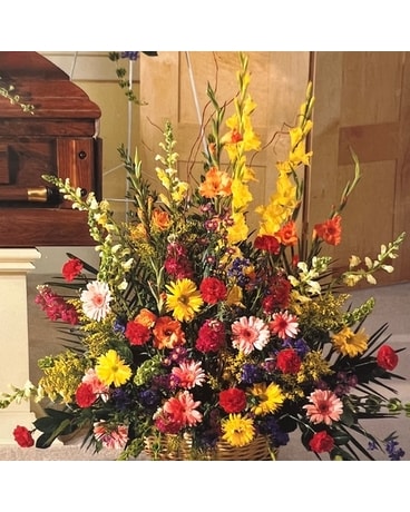 Classic Collection: Summer Sunrise Basket Funeral Arrangement