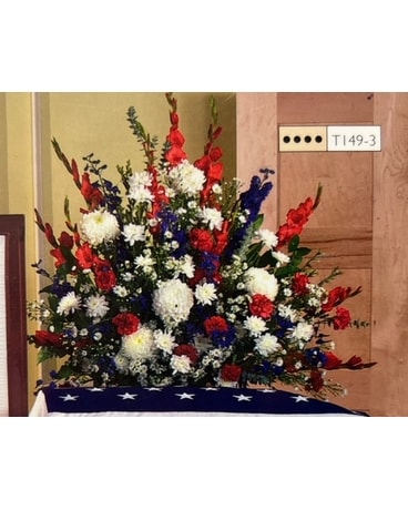 Classic Collection: Red, White, and Blue Tribute Funeral Casket Spray Flowers