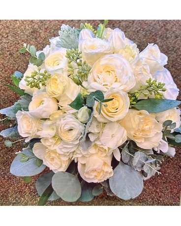 white rose and eucalyptus grand bridal bouquet Bouquet