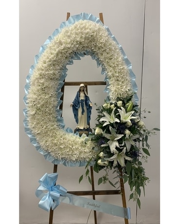 Tear Drop with Madonna Funeral Arrangement