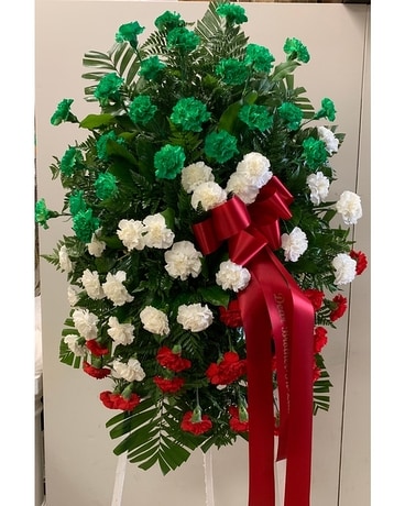 Custom Flag Easel Spray Funeral Arrangement