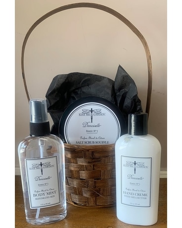 Luxury Bath Gift Basket size,  inches height and  inches wide.