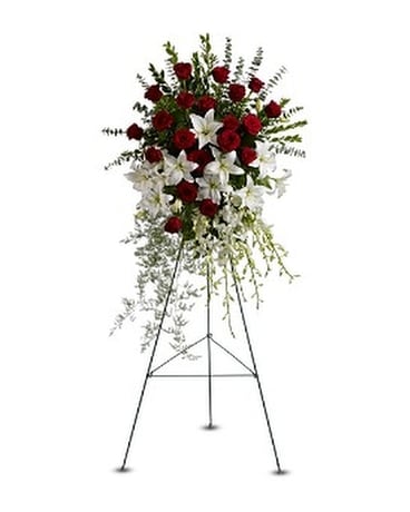 Lily and Rose Tribute Spray Flower Arrangement