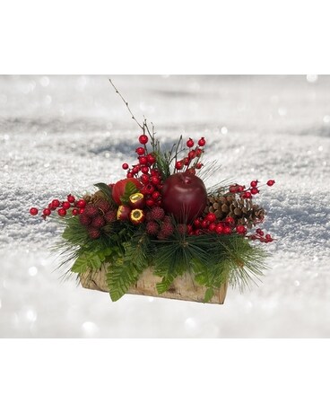 JOYFUL LOG CENTERPIECE Flower Arrangement