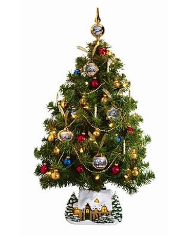 Thomas Kinkade Christmas Tree Flower Arrangement