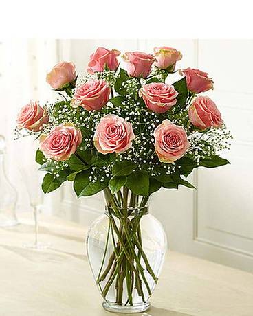 Rose Elegance Premium Long Stem Pink Roses Flower Arrangement