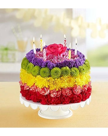 Birthday Wishes Flower Cak Rainbow Flower Arrangement