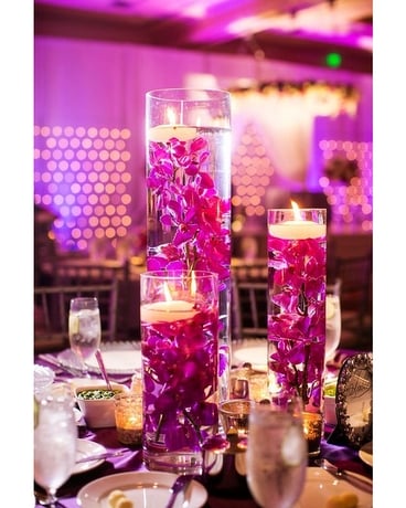 Fuchsia & Purple Wedding Submerg Flower Arrangement