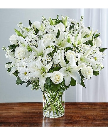Sincerest Sorrow All White Flower Arrangement