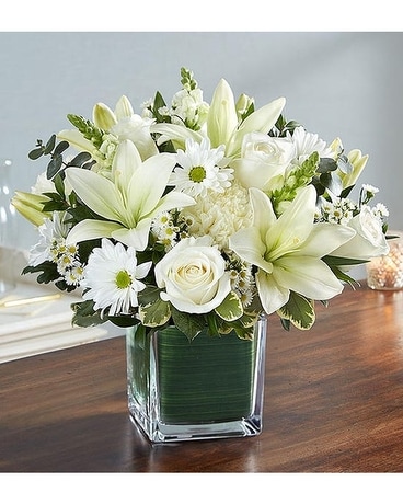 Healing Tears All White Flower Arrangement