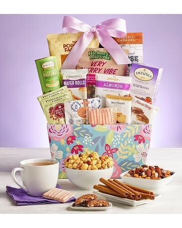 Blooming Delights Gift Basket Flower Arrangement