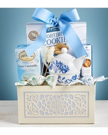 Teatime Gift Basket Flower Arrangement