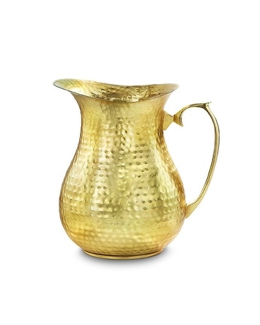 Gold Hammered Metal Pitcher Flower Arrangement