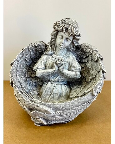 Angel Holding a Rose with Flowers Flower Arrangement