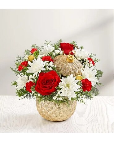 Sparkling Holiday Ornament Flower Arrangement