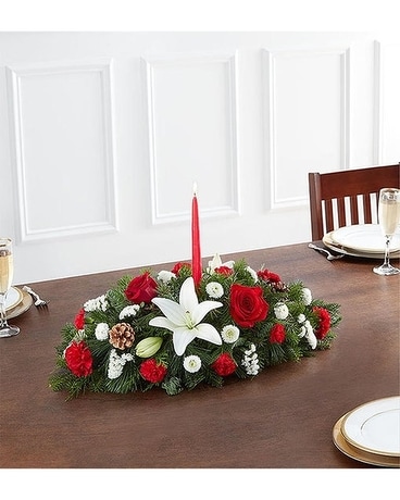 Traditional Christmas Centerpiece Flower Arrangement