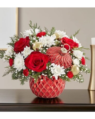 Holiday Ornament Flower Arrangement