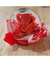 RED ROSE GLOBE size,  inches height and  inches wide.