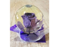 PURPLE ROSE GLOBE size,  inches height and  inches wide.