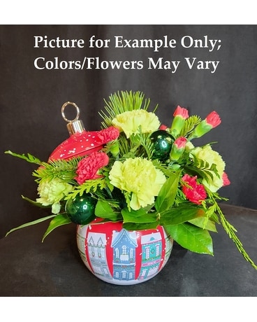 Home for the Holidays Ornament Flower Arrangement