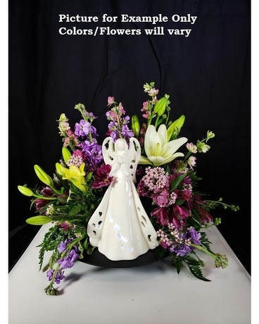 Lighted Sympathy Angel Flower Arrangement