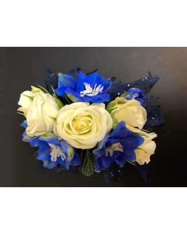 Blue & White Wrist Corsage Corsage