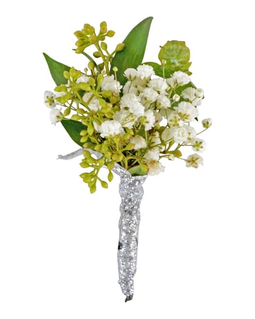 Mixed Greens with Baby's Breath Boutonniere Boutonniere