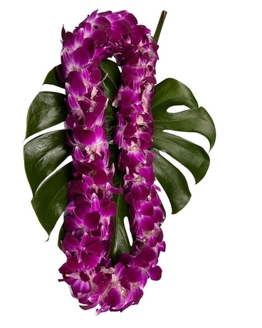 Double Purple Orchid Lei Flower Arrangement