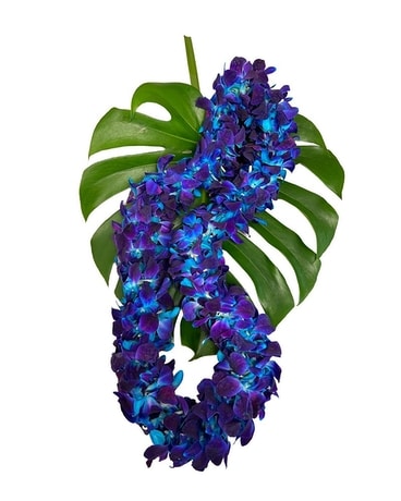 Double Blue Orchid Lei Flower Arrangement