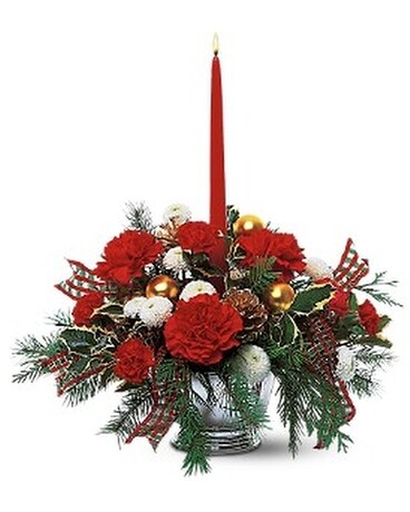 Single Red Taper Centerpiece Flower Arrangement