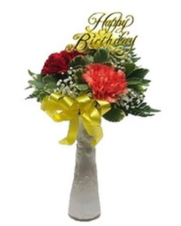 Multi Colored Carnation Birthday Bud Vase In Waverly Ny Jayne S