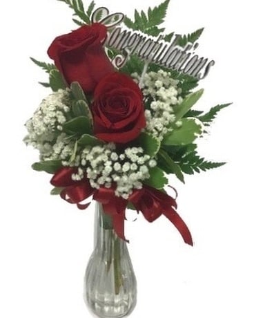 Congratulations Red Rose Bud Vase In Waverly Ny Jayne S Flowers